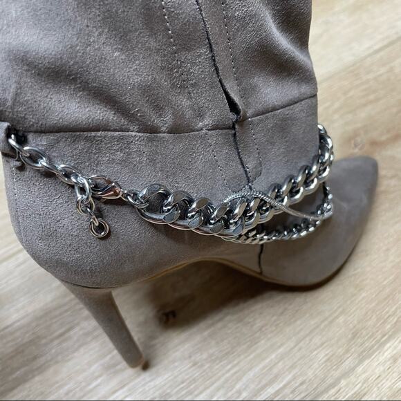 INC International Concepts Women's Taupe Stiletto Reanna Chain Dress Boots sz 5 - Picture 4 of 12